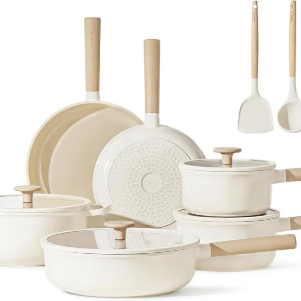 CAROTE Nonstick Pots and Pans Set, 12 Pcs Ceramic Cookware Sets